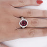 GIA Certified 5.52 Carat Rubellite and Diamond Halo in Filigree Setting Ring