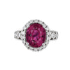 GIA Certified 5.52 Carat Rubellite and Diamond Halo in Filigree Setting Ring