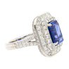 GIA Certified 6 Carat Emerald Cut No Heat Burma Blue Sapphire & Diamond Ring