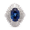 GIA Certified 6.03 Carat Oval Ceylon Sri Lanka Sapphire & Diamond Platinum Ring