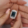 GIA Certified 6.40 Carat Blue Indicolite Tourmaline Vintage Retro Platinum Ring