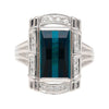 GIA Certified 6.40 Carat Blue Indicolite Tourmaline Vintage Retro Platinum Ring