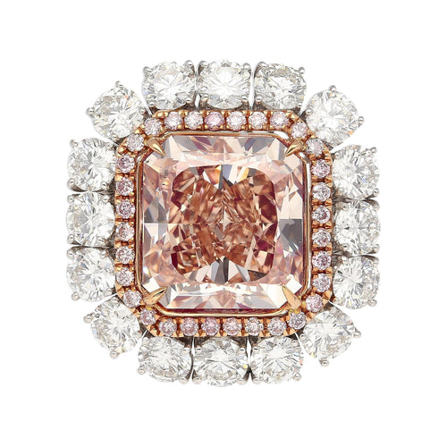 GIA Certified 6.53 Carat Fancy Pink & White Diamond Ring in 18K Rose Gold