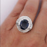 GIA Certified 6.75 Carat Oval Blue Sapphire and Diamond Ballerina Ring