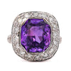 GIA Certified 7 Carat Purple Sri Lanka Sapphire Diamond Halo 18K White Gold Ring