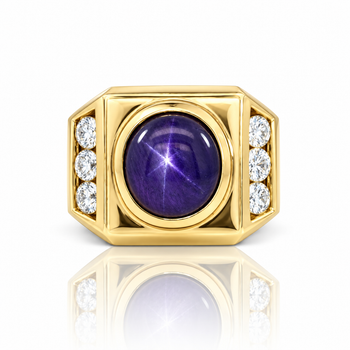 GIA Certified 7.6 Carat Color Change Star Sapphire & Diamond 14K Gold Men's Ring – Assay Jewelers
