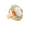 GIA Certified 8 Carat White Opal With Orange Garnet & Aquamarine Halo Ring