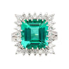 GIA Certified 8.17 Carat Tourmaline and Diamond Halo Square Shape Platinum Ring