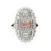 GIA Certified Fancy Light Pink Diamond Elongated Halo Cluster Ring