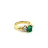 GIA Certified Minor Oil Zambian Emerald & Trillion Diamond 3-Stone Ring in 18K