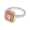 GIA Certified Orangy Pink Diamond Double Halo 18K Gold Ring