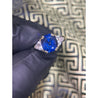 GIA Certified Oval Blue Sapphire and Trillion Diamond 3 Stone Ring in 18K