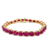 GIA Certified Oval Cabochon Cut Ruby Tennis Bracelet in 14K