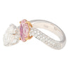 GIA Certified Oval Cut Fancy Orangy Pink & White Diamond Toi Et Moi 18K Ring