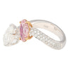 GIA Certified Oval Cut Fancy Orangy Pink & White Diamond Toi Et Moi 18K Ring