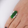 GIA Certified Vintage Carved Jadeite Jade & Diamond Statement Ring