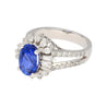 GRS Cert. 2.5 Carat Oval No Heat Blue Sapphire & Diamond Split Shank Ring