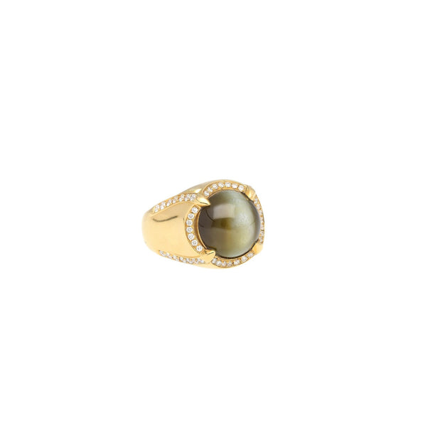 GRS Certified 13.89 Carat Chrysoberyl Cat's Eye Men's Ring