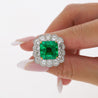 GRS Certified 8.04 Carat Minor Oil Colombian Emerald & Diamond Halo Ring