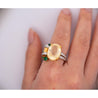 GRS Certified No Heat 12.61 Carat Oval Yellow Sapphire & Emerald Floral Ring