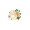 GRS Certified No Heat 12.61 Carat Oval Yellow Sapphire & Emerald Floral Ring