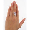 GRS Certified Trilliant Cut Burma Ruby and Diamond Long Oval Shaped Toi Et Moi Ring in 18K White Gold