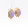 GUMPS San Francisco Signed Lavender Jade 14K Gold Clip On Stud Earrings