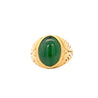 Grade A Jadeite Jade in 22K Carved Gold Solitaire Bezel Set Unisex Ring