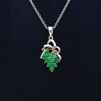 Grapevine Motif Emerald and Diamond Pendant Necklace in 18K Gold – Assay Jewelers