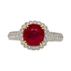 Gubelin Certified 3,02 Karat Cushion Cut Burma Rubin & Rundschliff Diamant Platin Ring