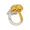 Heart Cut 5.79 & 5.73 Carat Fancy Yellow & White Diamond Toi Et Moi 18K Gold Ring