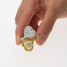 Heart Cut 5.79 & 5.73 Carat Fancy Yellow & White Diamond Toi Et Moi 18K Gold Ring