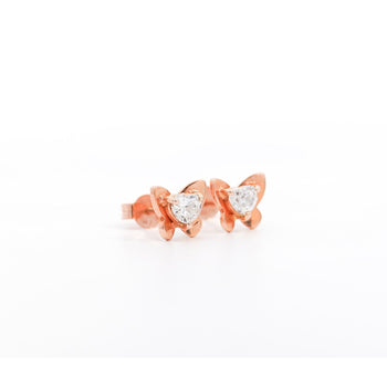 Heart Cut Natural Diamond Butterfly Stud Earrings in 18K Rose Gold – Assay Jewelers