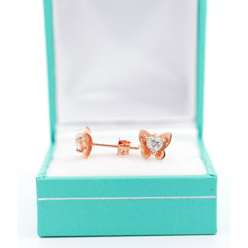 Heart Cut Natural Diamond Butterfly Stud Earrings in 18K Rose Gold – Assay Jewelers