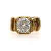 IGI 4.22 Carat Lab Cushion Diamond Misani 18K Gold Bark Texture Ring