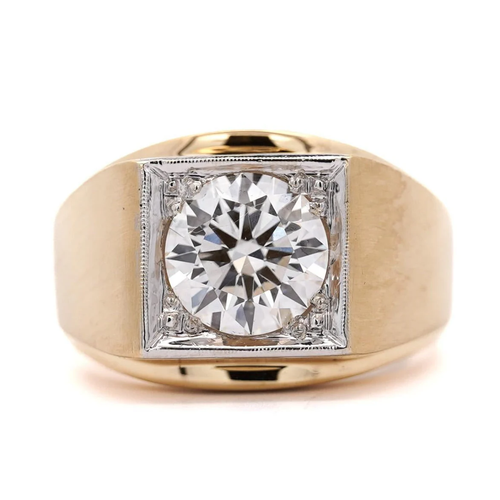 VS1 Lab Grown Diamond 18K Gold Matte Mens Ring