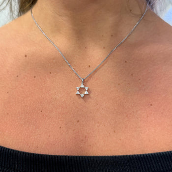 Diamond Star of David Pendant 18K White Gold Necklace – Assay Jewelers