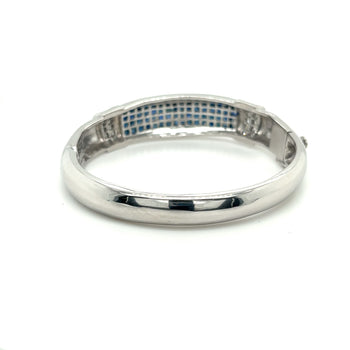 Invisible Set 19 Carat Square Cut Blue Sapphire and Diamond Bangle in 14K White Gold – Assay Jewelers