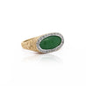 Jadeite Jade Bezel Set & Diamond Pavé in 14K Gold Nugget Ring