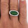 Jadeite Jade Bezel Set & Diamond Pavé in 14K Gold Nugget Ring