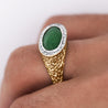 Jadeite Jade Bezel Set & Diamond Pavé in 14K Gold Nugget Ring
