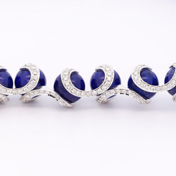 Lapis Lazuli Ball and Diamond 18K White Gold Choker Necklace Signed BIBIGI – Assay Jewelers