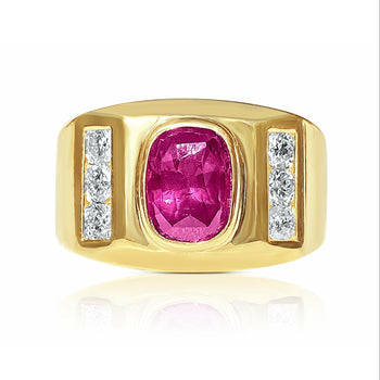 Mens Bague en rubis taille Coussin de 2,70 carats en or 14K – Assay Jewelers