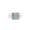 Natural 1.78 Carat Emerald and Diamond 18K Gold Mens Ring