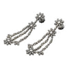 Natural 2 Carat Floral Diamond Dangle Drop Earrings in 18K White & Black Gold