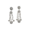 Natural 2 Carat Floral Diamond Dangle Drop Earrings in 18K White & Black Gold