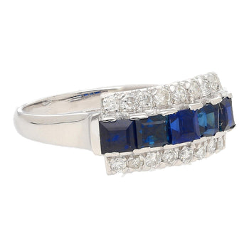 Natural 2.28 Carat Blue Sapphire & Diamond Cluster 5 Stone Platinum Ring – Assay Jewelers