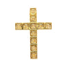 Natural 2.33 Carat Princess Cut Yellow Sapphire & Diamond Halo Cross Pendant