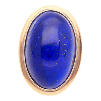 Natural 47.01 Carat Blue Lapis Lazuli in 18K Rose & White Gold Oval Bezel Ring – Assay Jewelers