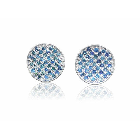 Natural Blue Diamond Circle Stud Earrings